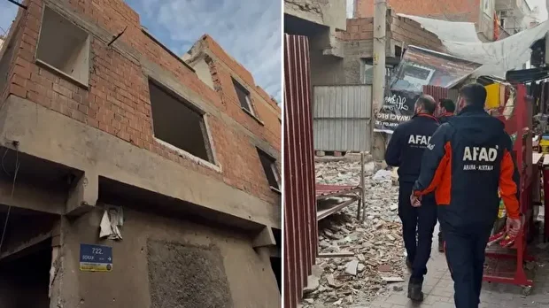 Ağır hasarlı binayı yıkarken molozların altında kaldı