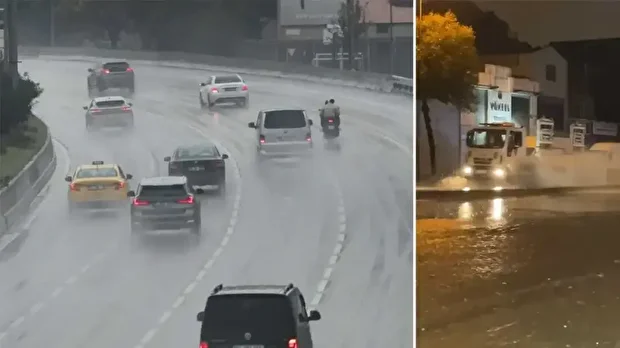 Gece yarısı başlayan sağanak saat 04.00 civarı şiddetini artırdı.