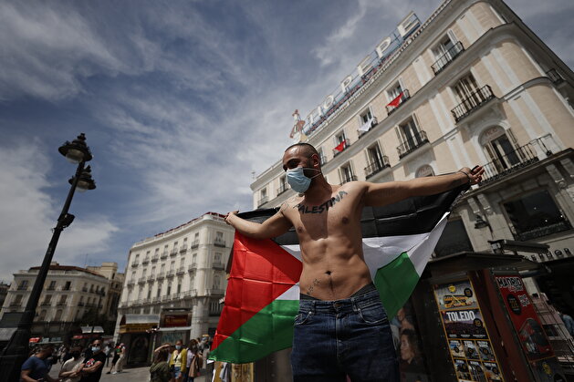 Madrid protests Israeli horrors on Al-Aqsa, Gaza Strip