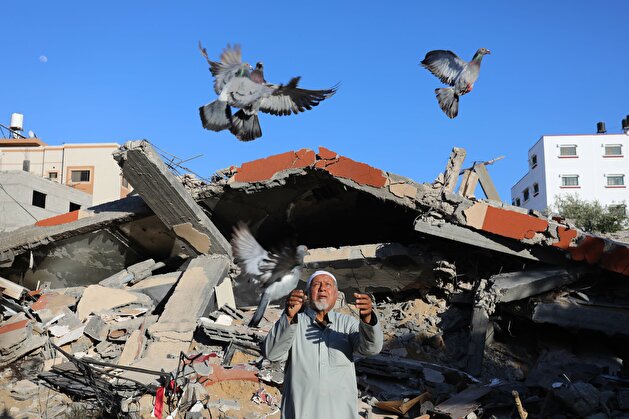 Elderly Palestinian man lives in tent following Israeli attacks on Gaza
