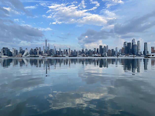 Dark clouds appear over New York following Tropical Storm Elsa