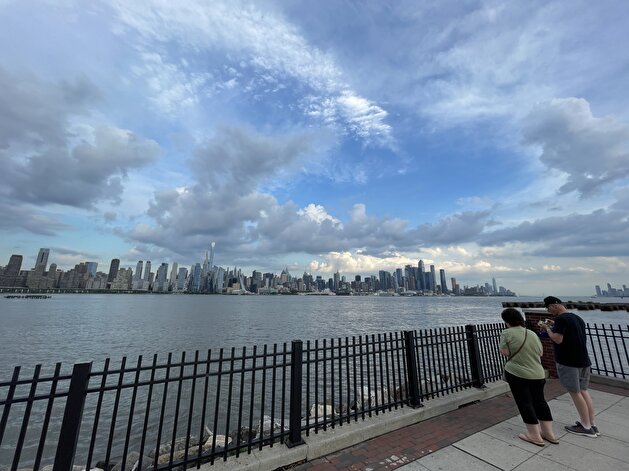 Dark clouds appear over New York following Tropical Storm Elsa