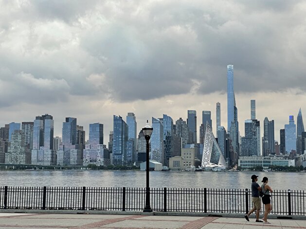 Dark clouds appear over New York following Tropical Storm Elsa