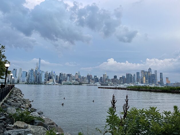 Dark clouds appear over New York following Tropical Storm Elsa