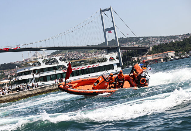 Boats put on show marking July 15 Democracy and National Unity Day in Istanbul