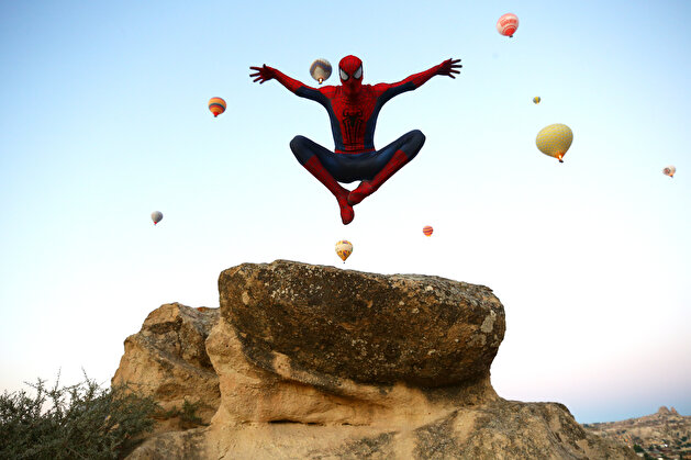 Turkish 'Spider-Man' on duty in Turkey's Cappadocia​​​​​​​
