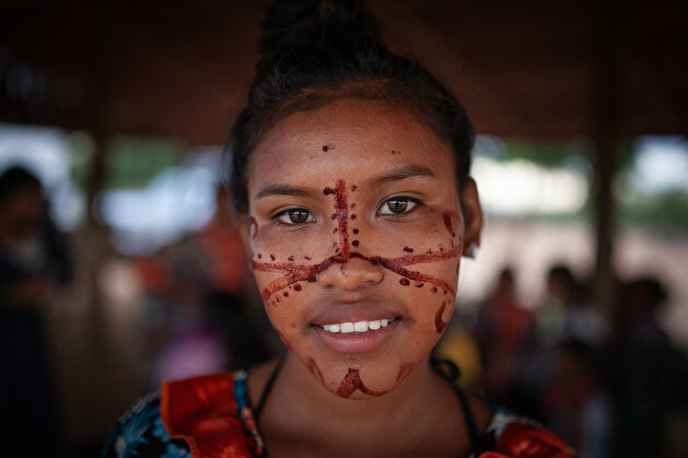 Wayuu indigenous girls dazzle in traditional mosaic dresses in Colombia