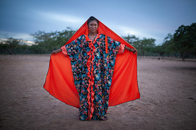 Wayuu indigenous girls dazzle in traditional mosaic dresses in Colombia