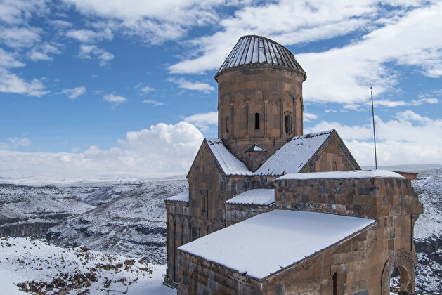 World Heritage Site Ani dons white coat in March