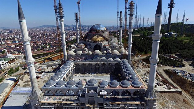 Çamlıca Mosque of Istanbul viewed from air