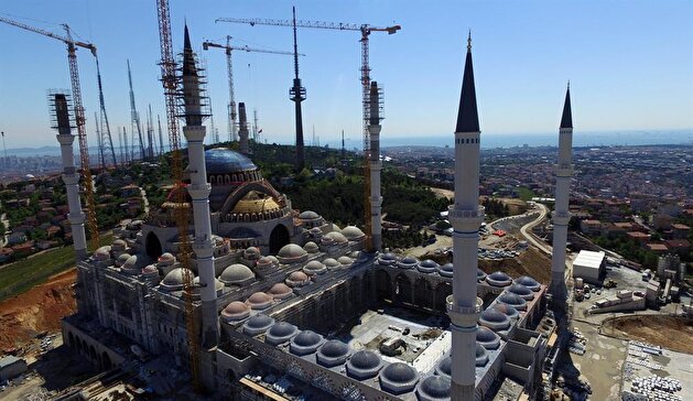 Çamlıca Mosque of Istanbul viewed from air
