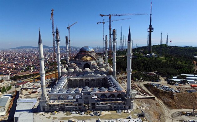 Çamlıca Mosque of Istanbul viewed from air