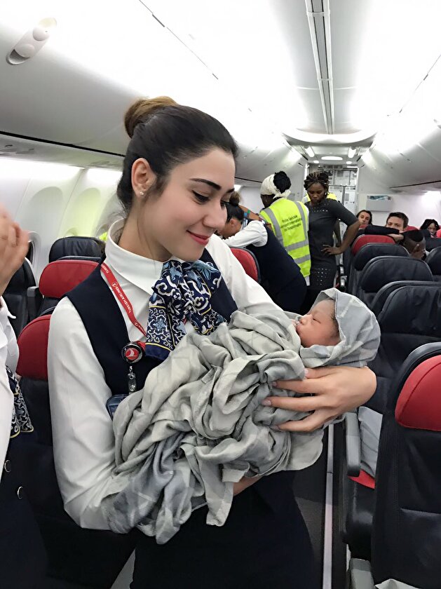 Baby Kadiju born in a Turkish Airlines plane