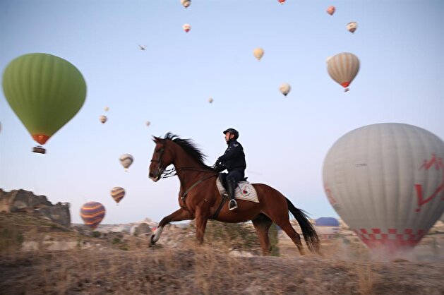 Members of Gendarmerie Horse and Dog Training Center ensure security in Nevşehir