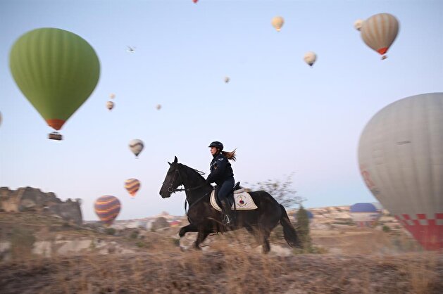 Members of Gendarmerie Horse and Dog Training Center ensure security in Nevşehir