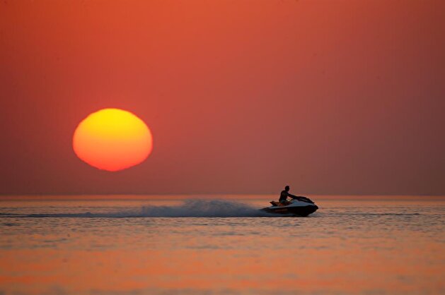 Dazzling sunset at Lake Van in Turkey
