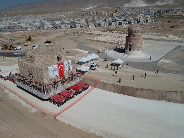 Historical Turkish bath in southeast Turkey moved up