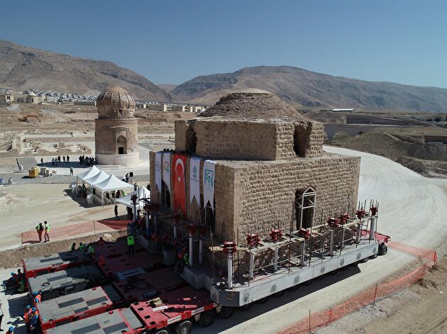 Historical Turkish bath in southeast Turkey moved up