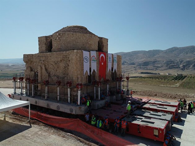 Historical Turkish bath in southeast Turkey moved up