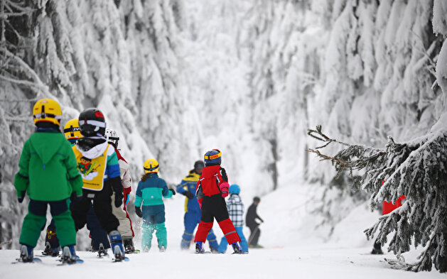 Winter at mountain Fichtelberg in Oberwiesenthal