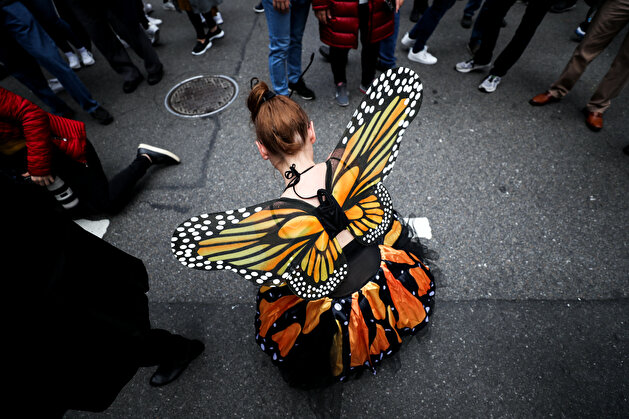People wear the bonnets during the annual Easter Parade and Bonnet Festival on Fifth Avenue in New York City