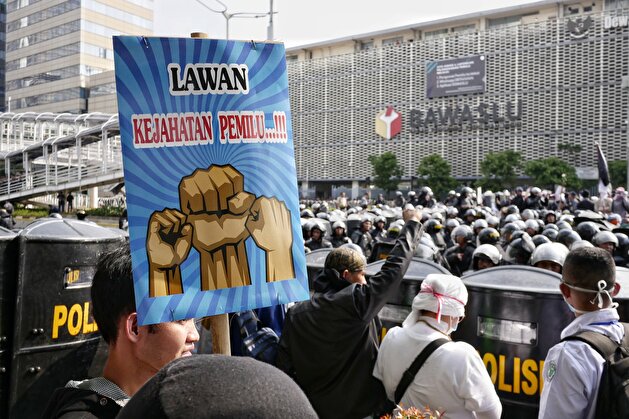 Mass rally in The Elections Supervisory Agency in Jakarta