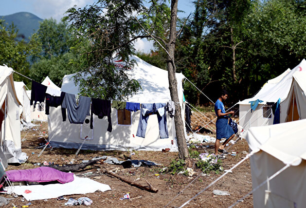 Migrants waiting for food and clothes at the migrant camp Vucjak in Bihac area