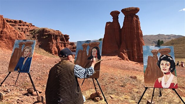 Artist paints celebrities in Turkey’s wonderland of ‘fairy chimneys’