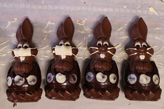 Not just people, chocolate Easter bunnies need to wear masks in Belgium too