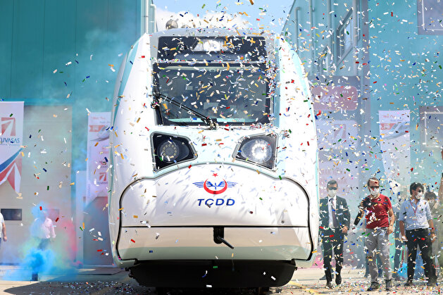 Factory tests ceremony of the first Turkish-made electric train in Turkey's Sakarya