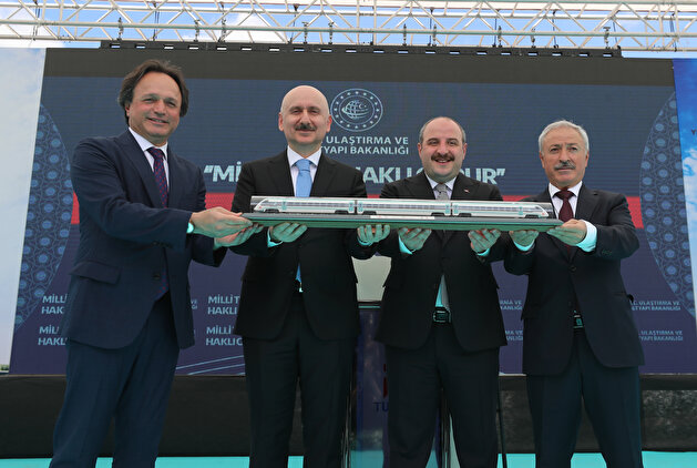 Factory tests ceremony of the first Turkish-made electric train in Turkey's Sakarya