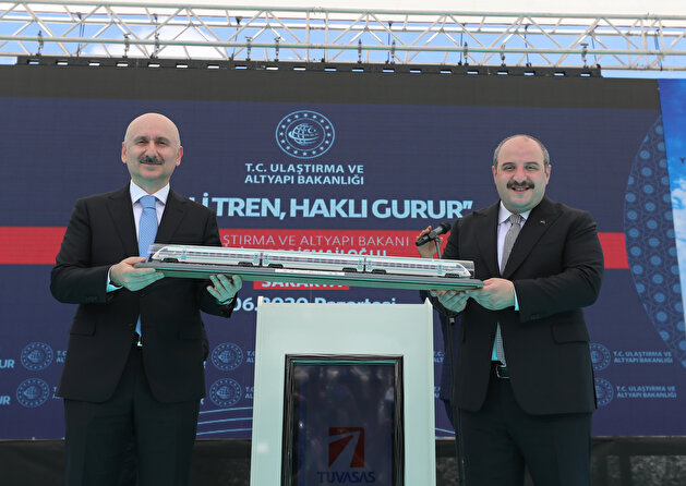 Factory tests ceremony of the first Turkish-made electric train in Turkey's Sakarya