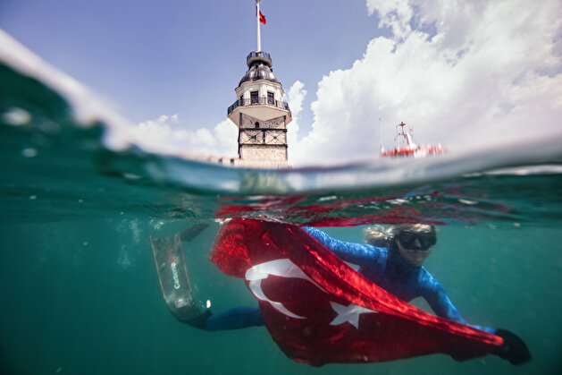 World record-holder free-diver Sahika Ercumen dives as 'Life Below Water Advocate'