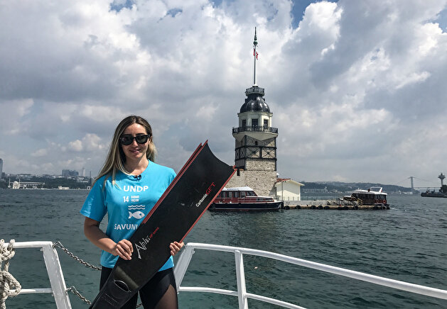 World record-holder free-diver Sahika Ercumen dives as 'Life Below Water Advocate'
