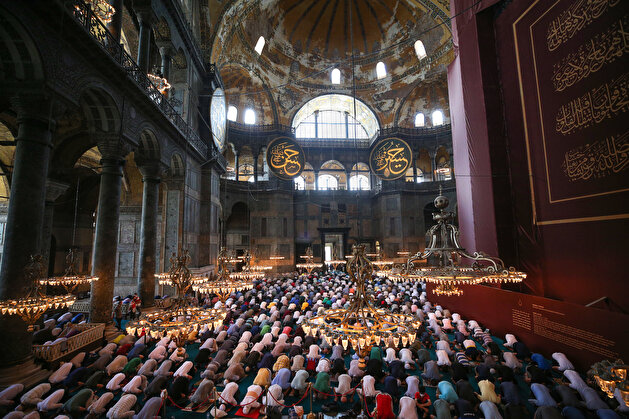 Noon Prayer At Hagia Sophia Mosque