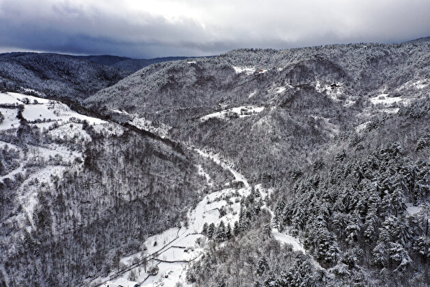 مشاهد جوية للثلوج في غابات "جبل إلغاز" بتركيا