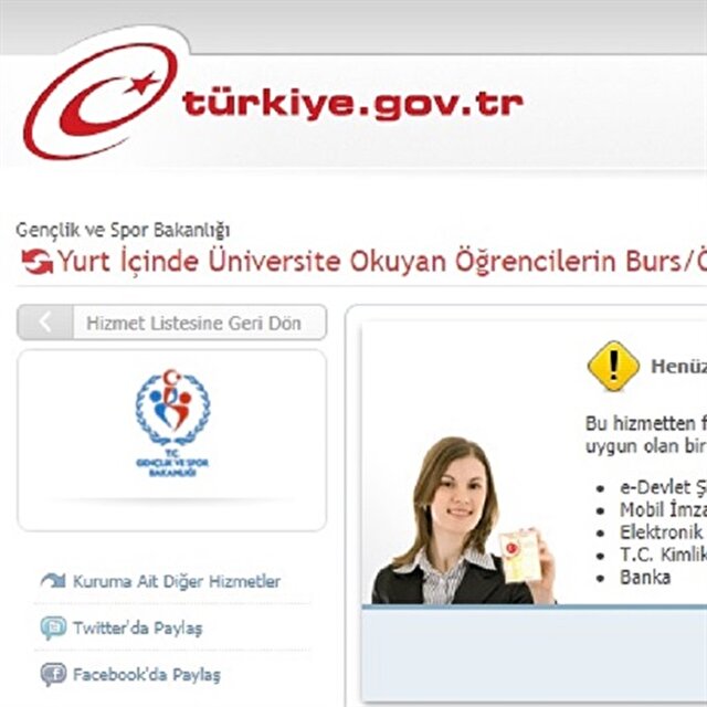 E Devlet Sistemine Internet Bankaciligiyla Giris Ve Kyk Burs Basvuru Ekrani