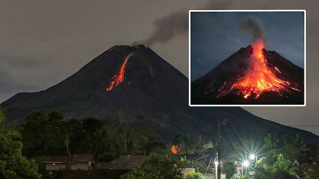 Merapi Yanardağı'nda patlama meydana geldi.