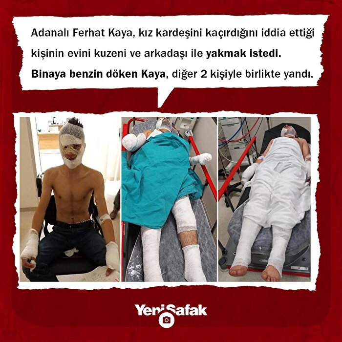 Evi yakmak isteyen 3 kişi kazayla kendilerini yaktı