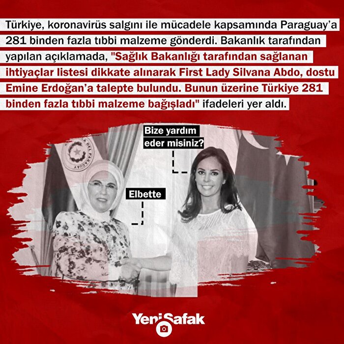 Paraguay First Lady'si Emine Erdoğan'dan yardım istedi: Türkiye'den 281 bin tıbbi malzeme gitti