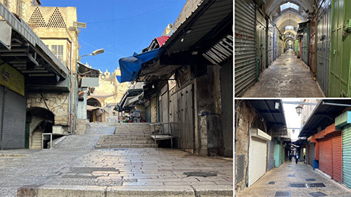 <p>Kısıtlamalar nedeniyle Kudüs'te sokaklar boş kaldı.</p>