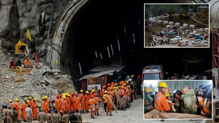 <p>Hindistan'ın Uttarakhand eyaletindeki yol çalışması sırasında tünel çöktü.&nbsp;</p>