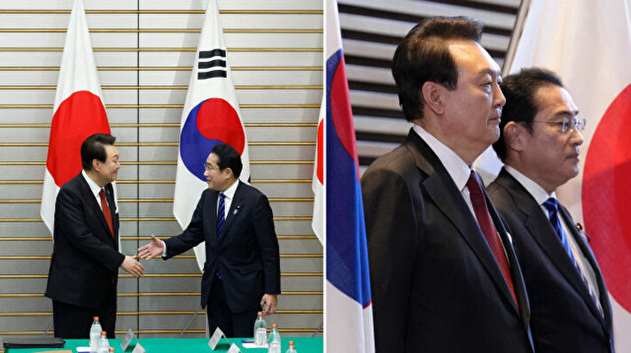 <p>Güney Kore Devlet Başkanı Yoon Suk-yeol, 12 yıl aradan sonra devlet başkanı düzeyinde ilk resmi ziyaret için eşi Kim Keon-hee ile Japonya'ya gitti. </p>
