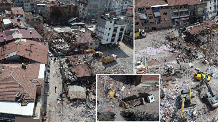 <p>Kahramanmaraş merkezli 6 Şubat'taki depremlerin büyük yıkıma neden olduğu Malatya'da, tehlike oluşturan ağır hasarlı binaların yıkım işlemleri kontrollü şekilde sürerken ekiplerin enkaz kaldırma işlemleri de aralıksız gerçekleşiyor.&nbsp;</p>