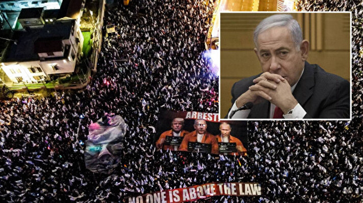 <p>İsrail'de Başbakan Binyamin Netanyahu'nun yargının yetkilerini kısıtlayan tartışmalı düzenlemesine karşı çıkan on binlerce kişi, gösterilerin 12'nci haftasında sokaklara döküldü.</p>