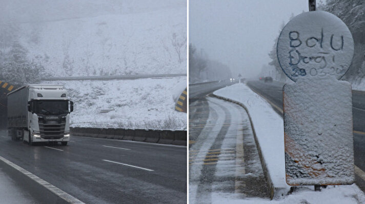 <p>Anadolu Otoyolu ve D-100 kara yolunun Bolu Dağı kesiminde kar yağışı etkisini gösteriyor.</p>