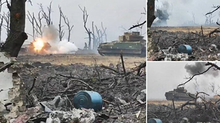 <p>Ukrayna Savunma Bakanlığı'ndan yapılan açıklamada, “Ukrayna'ya ait bir M2A2 Bradley IFV, bir Rus BMP-2'yi yakın mesafeden imha ediyor” denildi.&nbsp;</p>