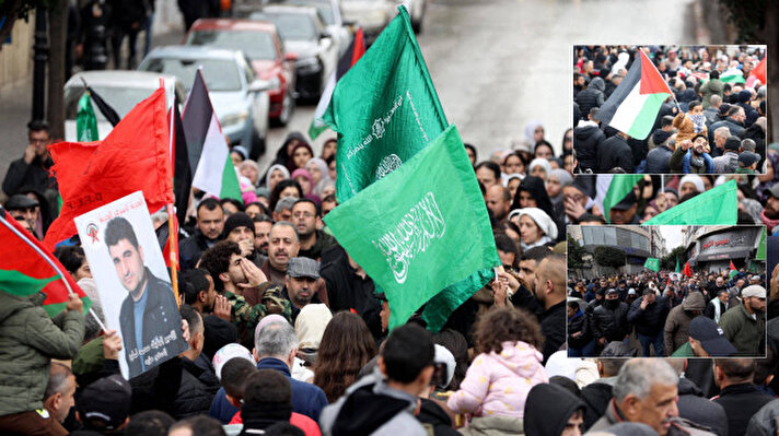 <p>Gösteriye katılanlar, Hamas bayrakları taşıdı.</p>