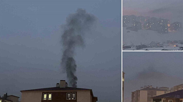 <p>Sis gibi her yeri kaplayan kömür dumanı arasında kalan evlerin ise sadece ışıkları görülüyor.</p>