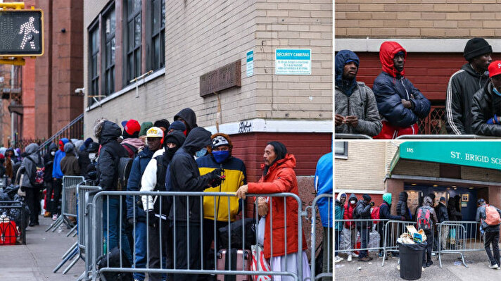 <p>Sığınmacılar kalacak yer ümidiyle East Village mülteci kabul merkezi önünde uzun kuyruklar oluşturdu.</p>